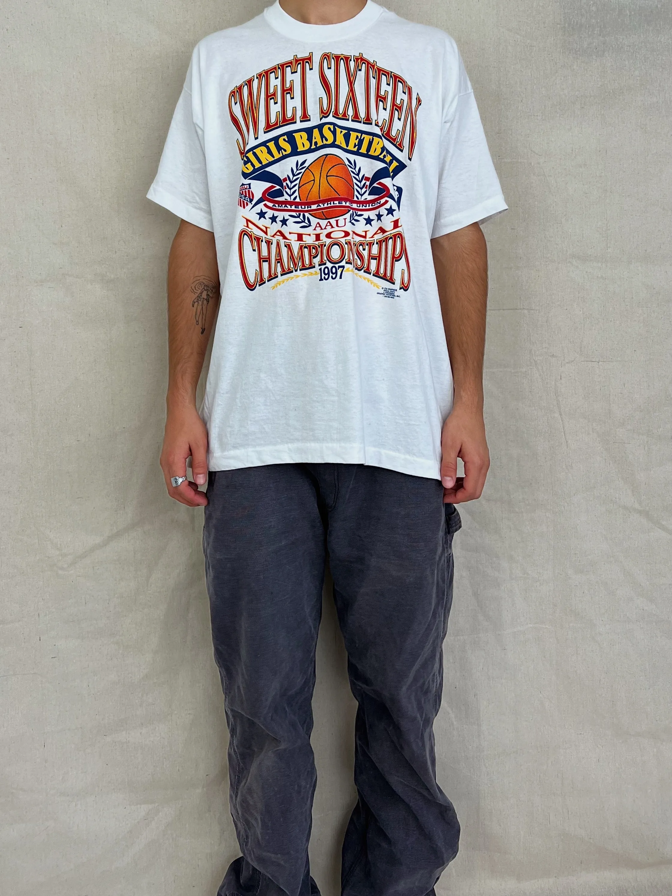 1997 Girls Basketball USA Made Vintage T-Shirt Size XL