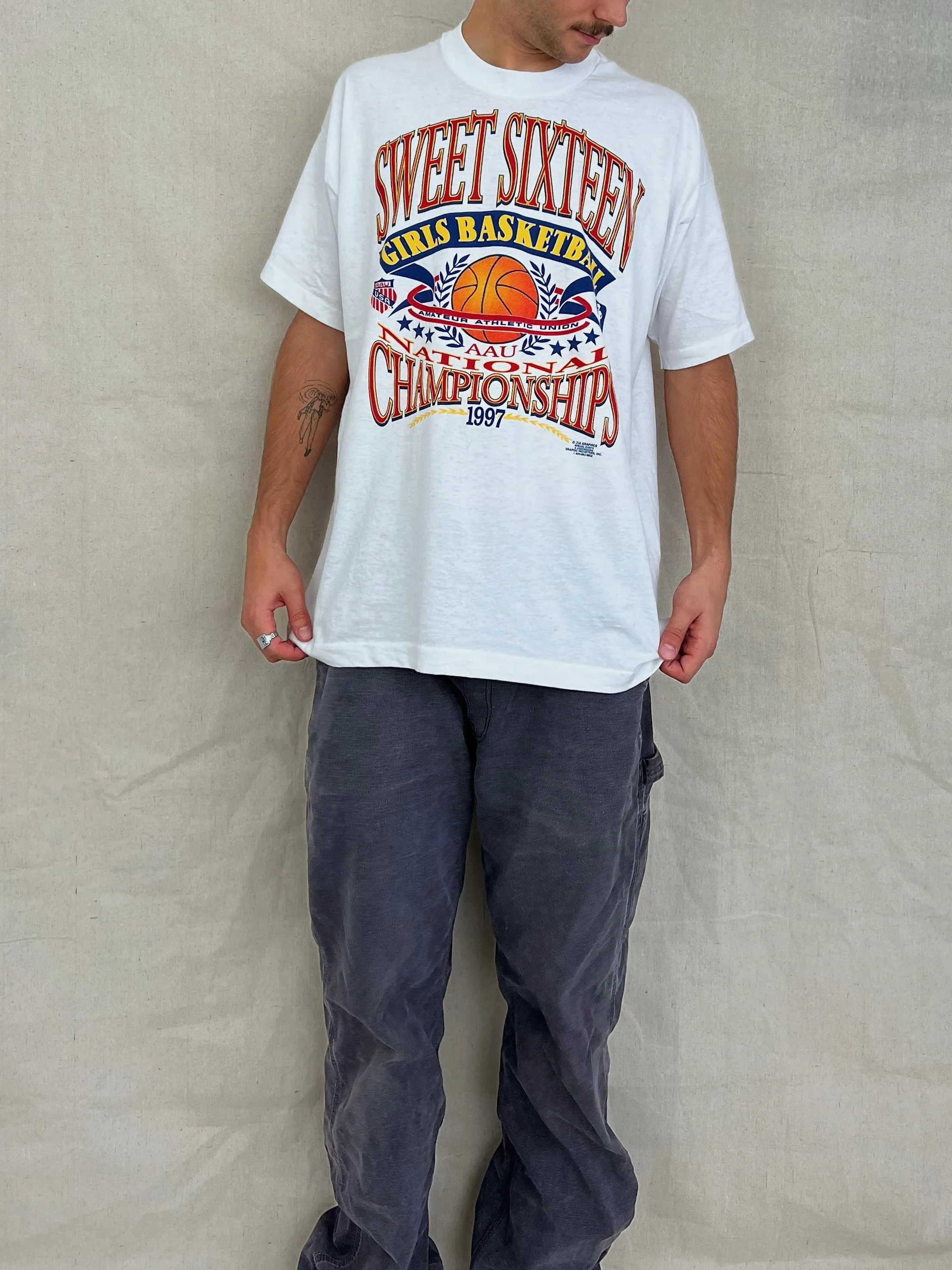 1997 Girls Basketball USA Made Vintage T-Shirt Size XL