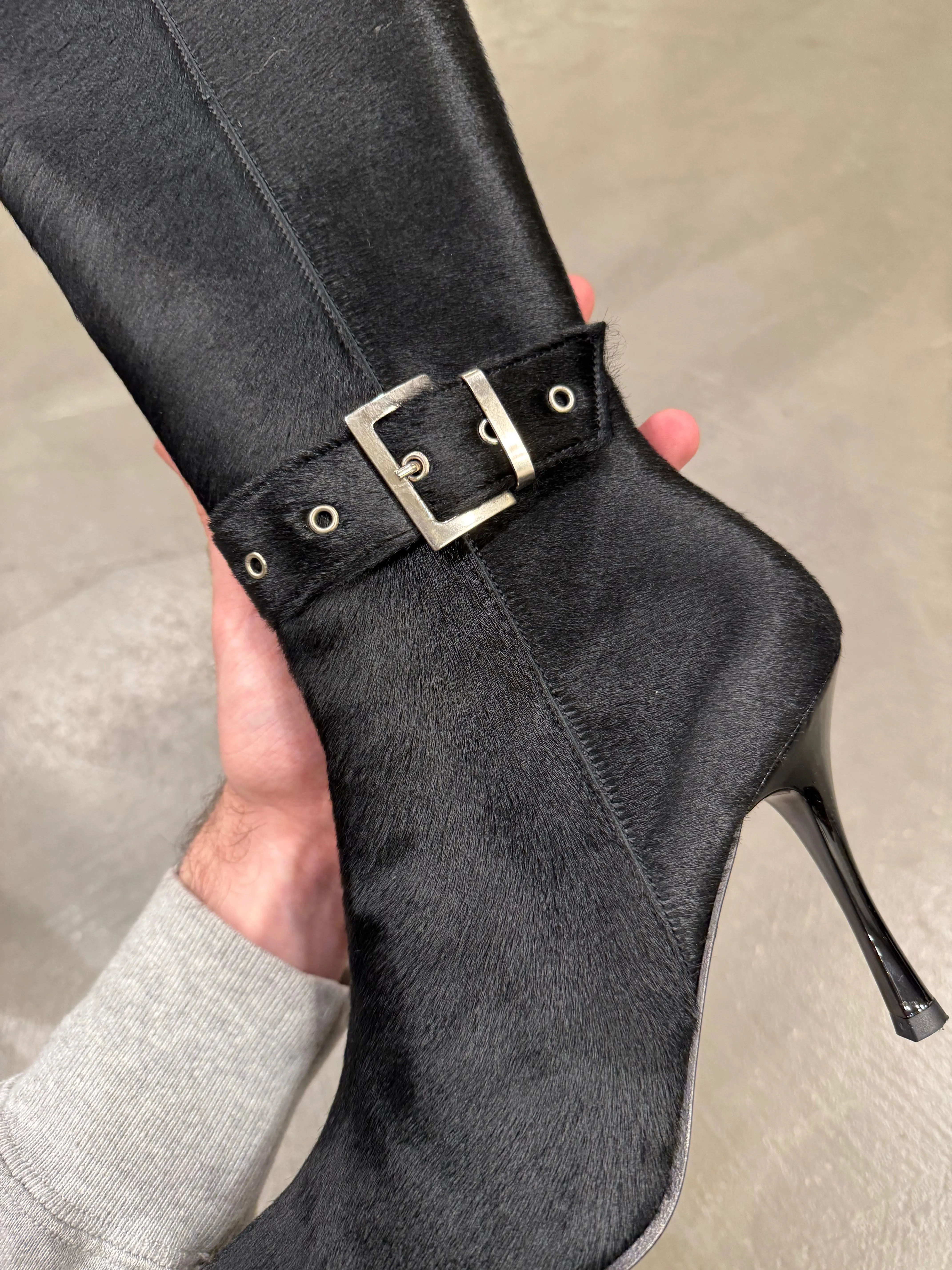 2000s Cavalli pony hair high heel boots