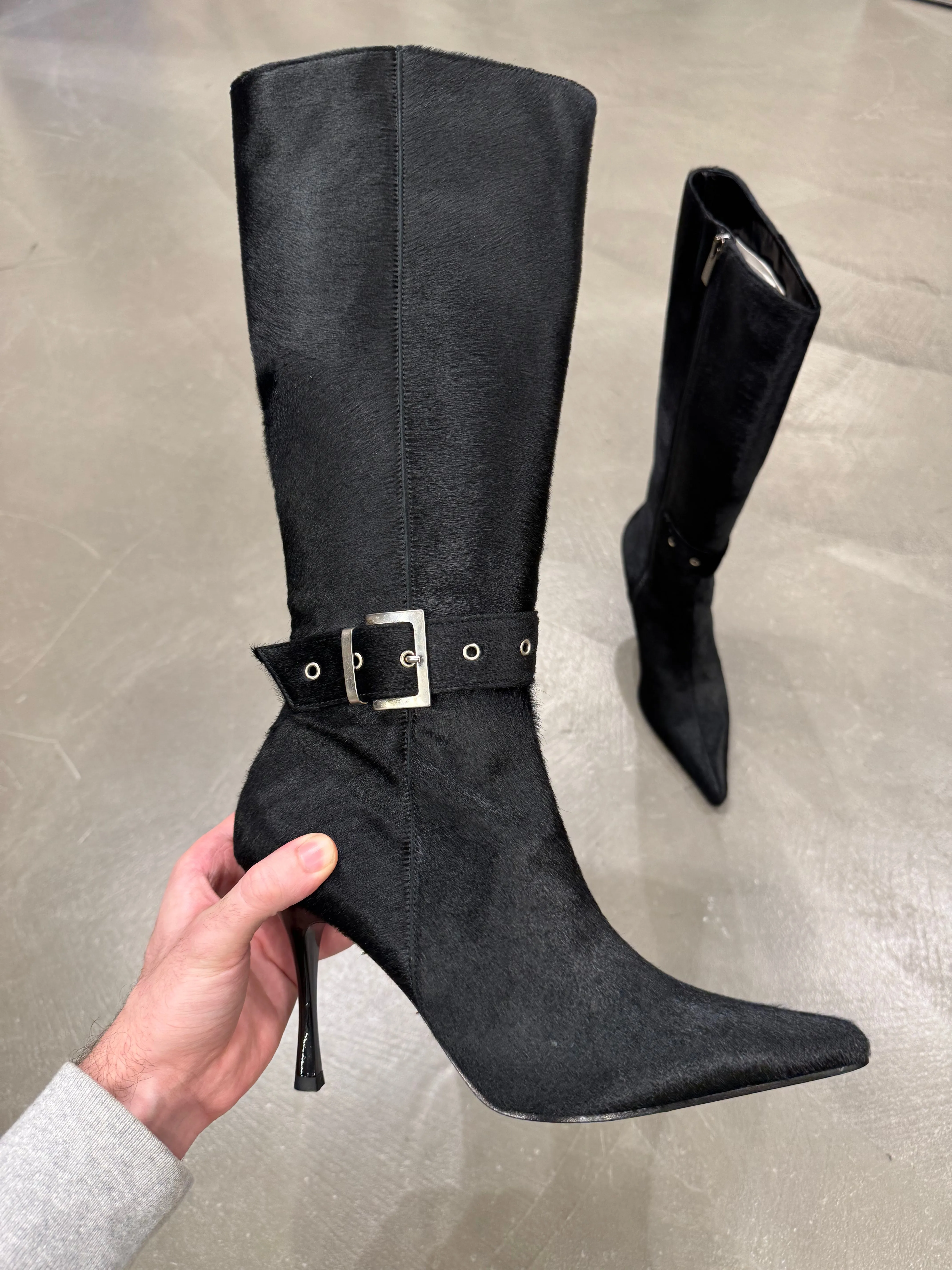 2000s Cavalli pony hair high heel boots