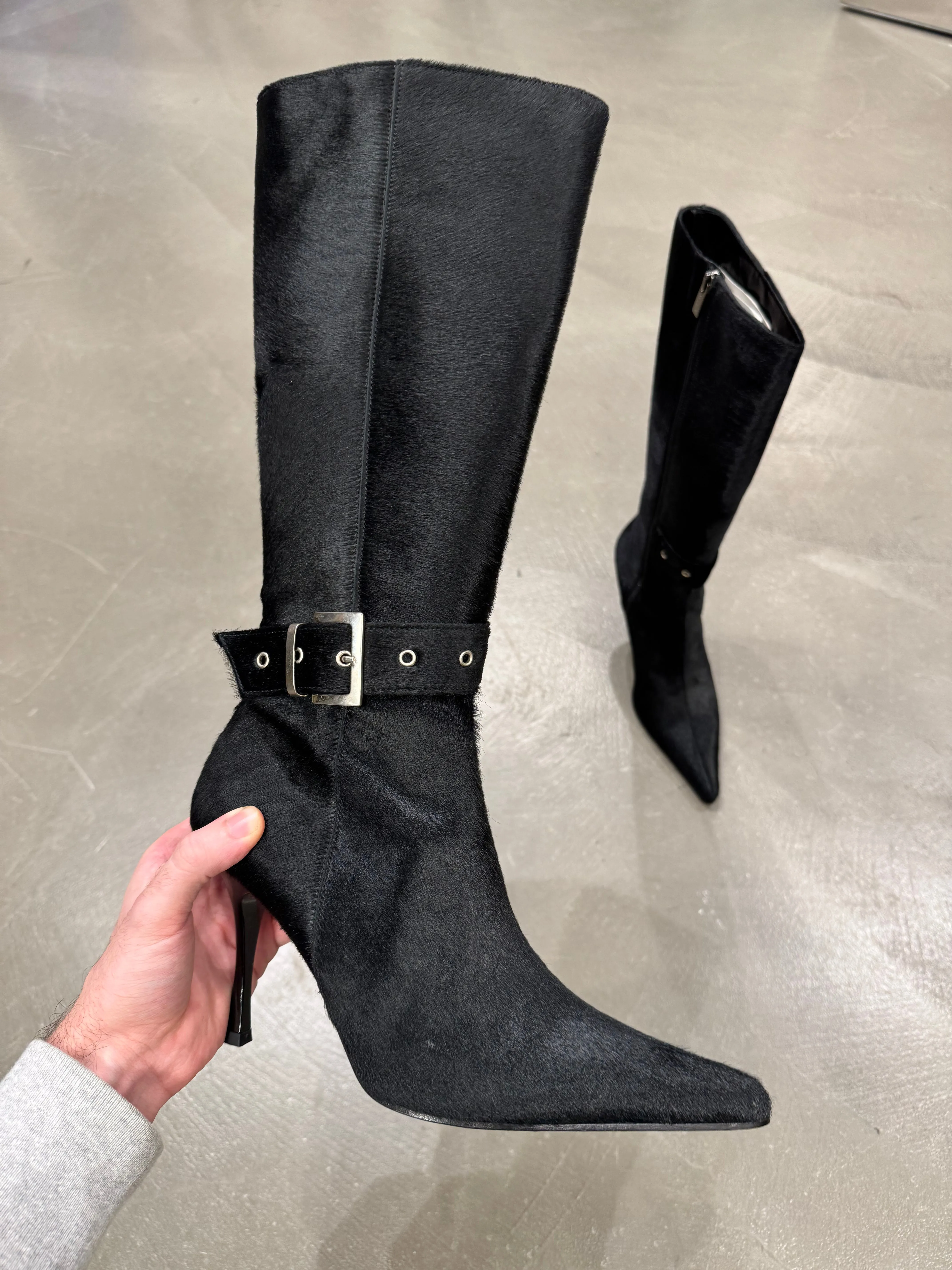 2000s Cavalli pony hair high heel boots