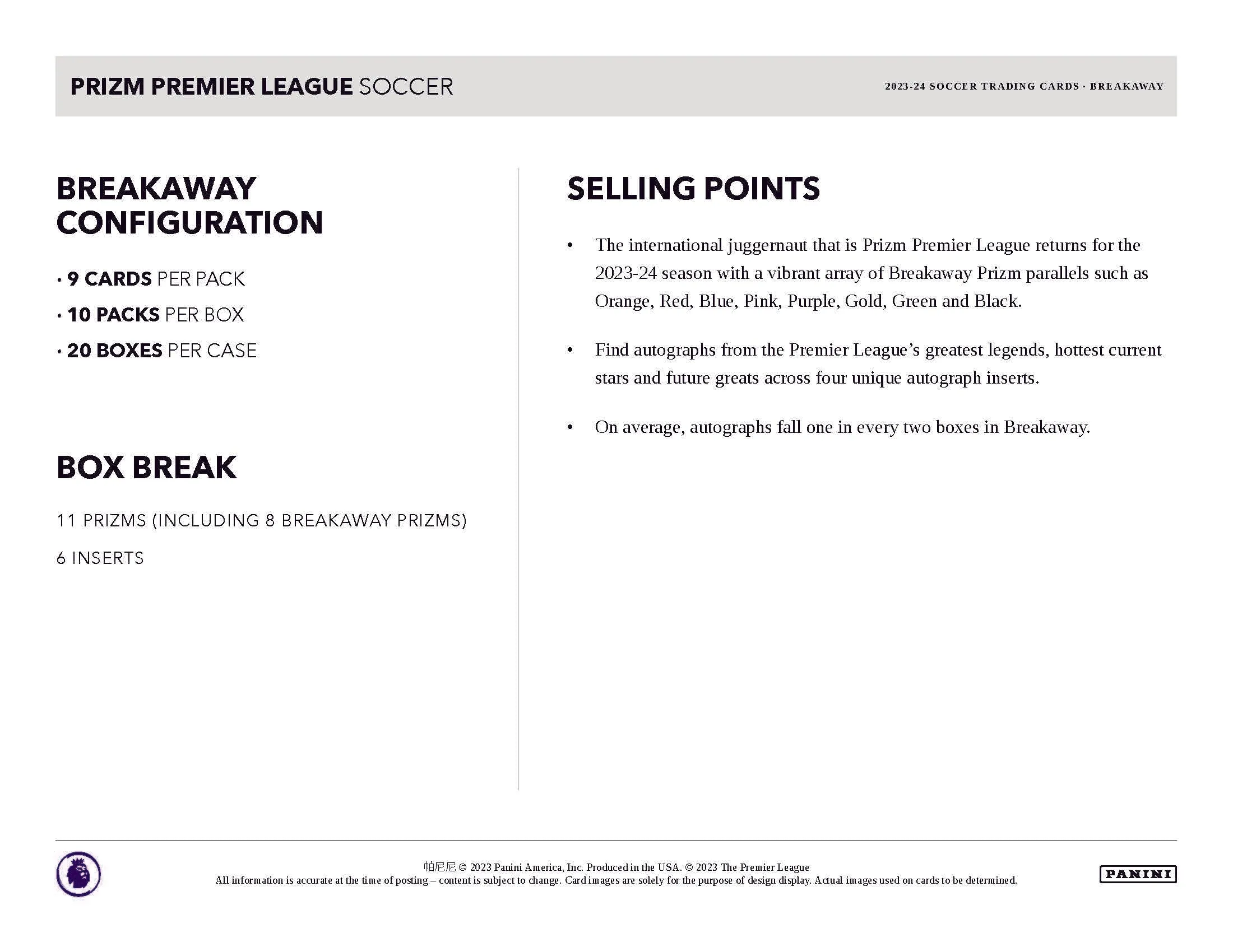 2023-24 Panini Prizm Premier League EPL Soccer Breakaway