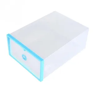 2Pcs Foldable Plastic Shoe Storage Box Case Clear Shoe Organizer Space Saver Shelf Drawer Shoe Storage Containers Holder