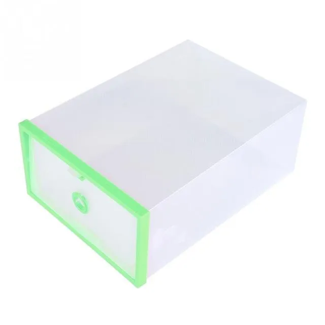 2Pcs Foldable Plastic Shoe Storage Box Case Clear Shoe Organizer Space Saver Shelf Drawer Shoe Storage Containers Holder