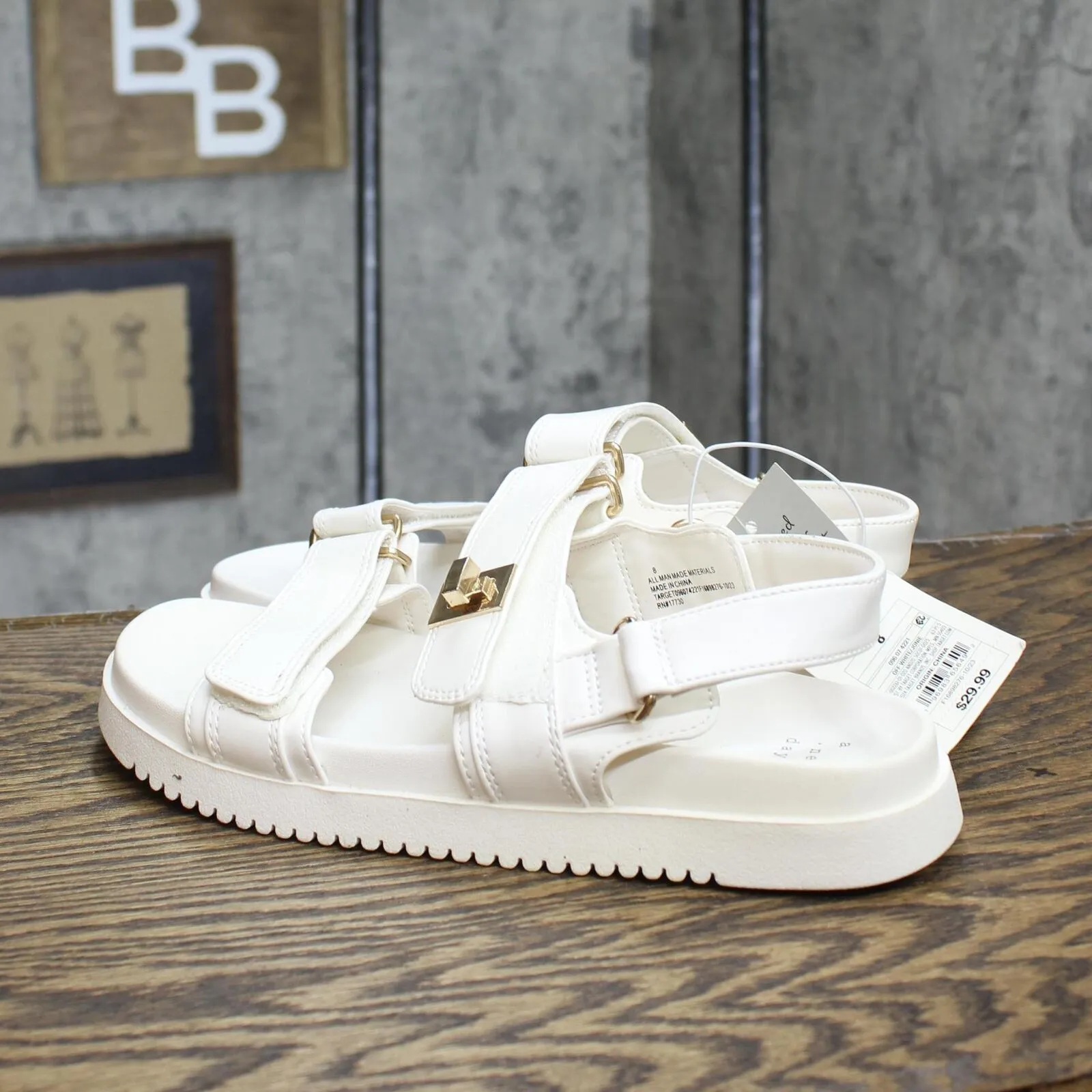 A New Day Women's Jonie Ankle Strap Footbed Sandals 87539242 Off white 8M