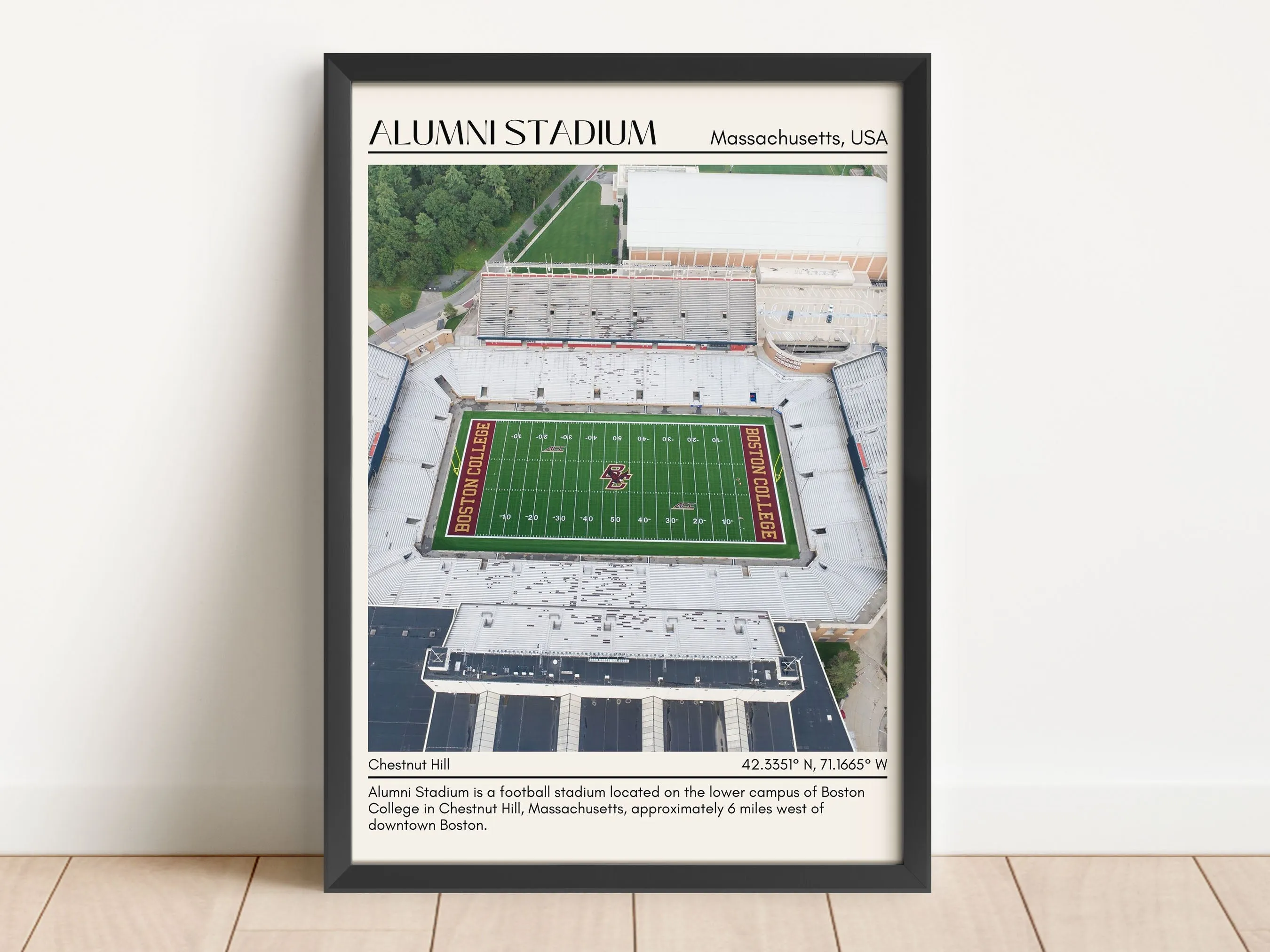 Alumni Stadium Football Minimal Wall Art