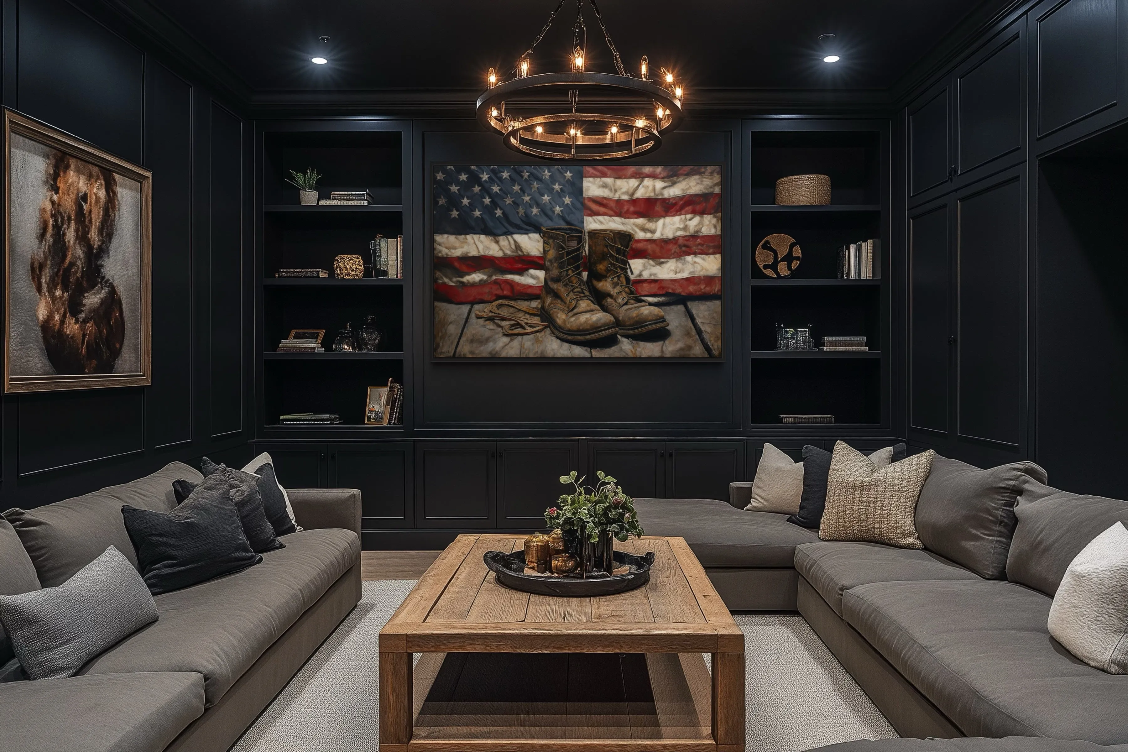 American Flag And Soldier Boots Military Patriotic Wall Art