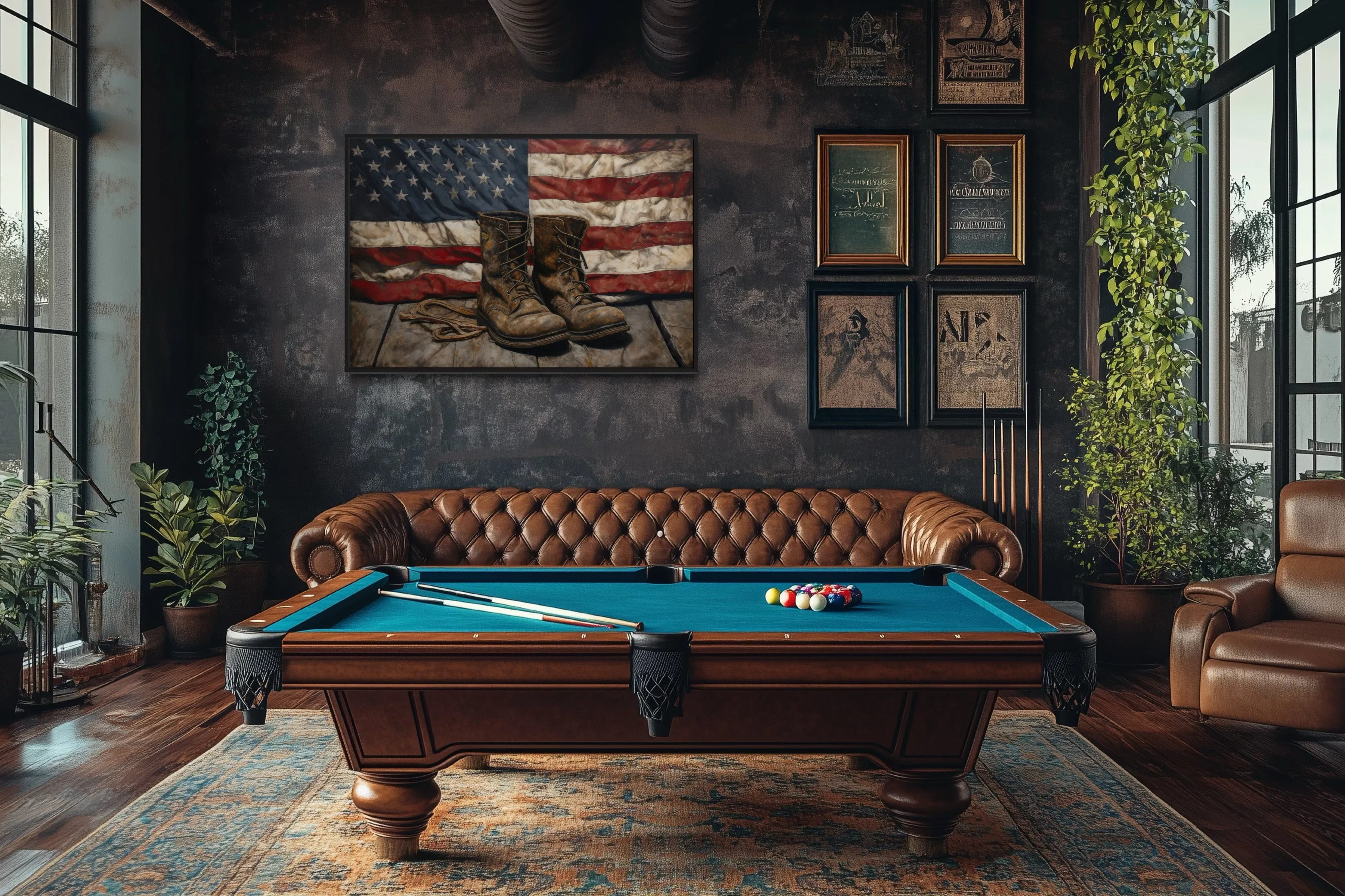 American Flag And Soldier Boots Military Patriotic Wall Art