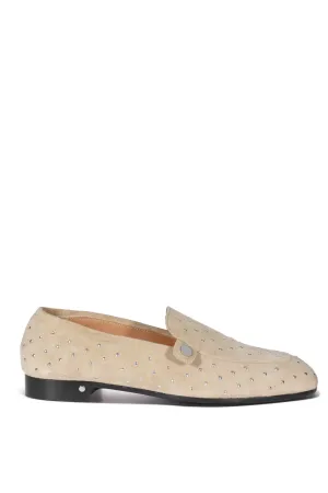 Angela Loafer | Suede Calf Studs Beige