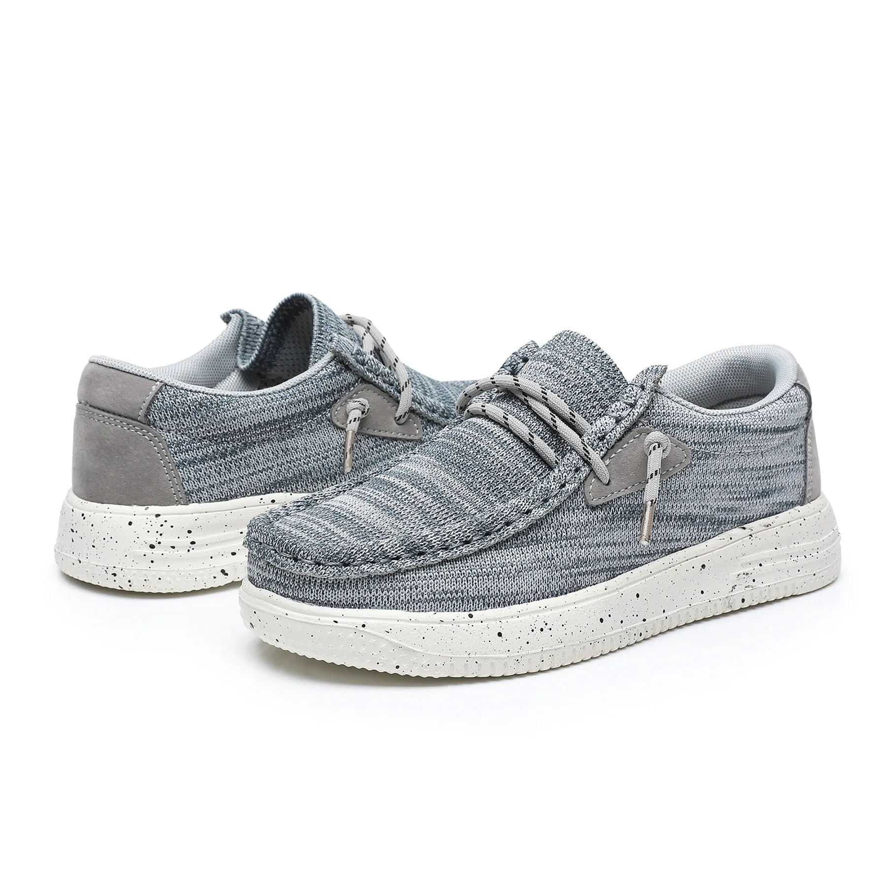 Apakowa Kids Boys Girls Loafers Slip-On Casual Walking Shoes-XFQ127-Grey