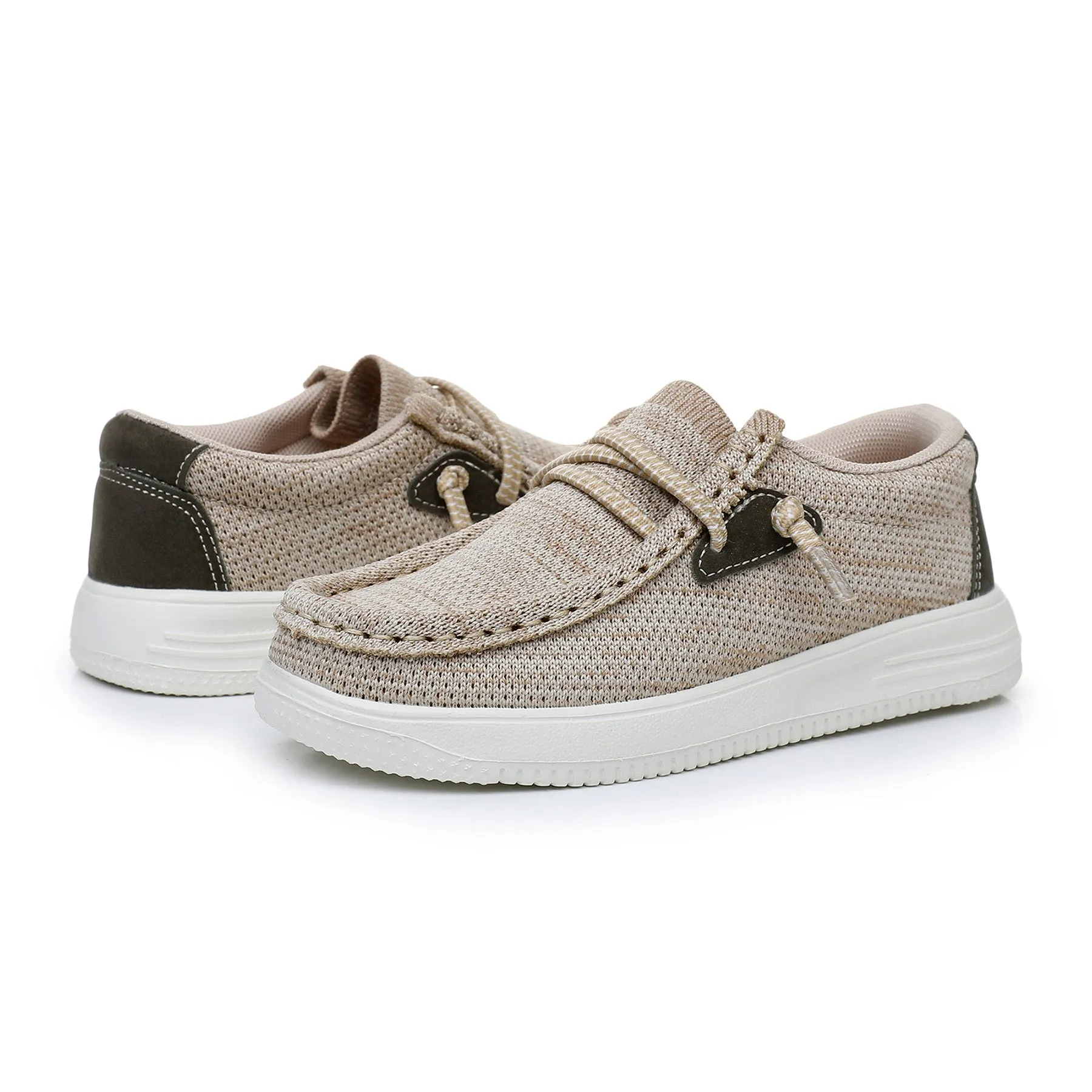 Apakowa Kids Boys Girls Loafers Slip-On Casual Walking Shoes-XFQ127-LightBrown