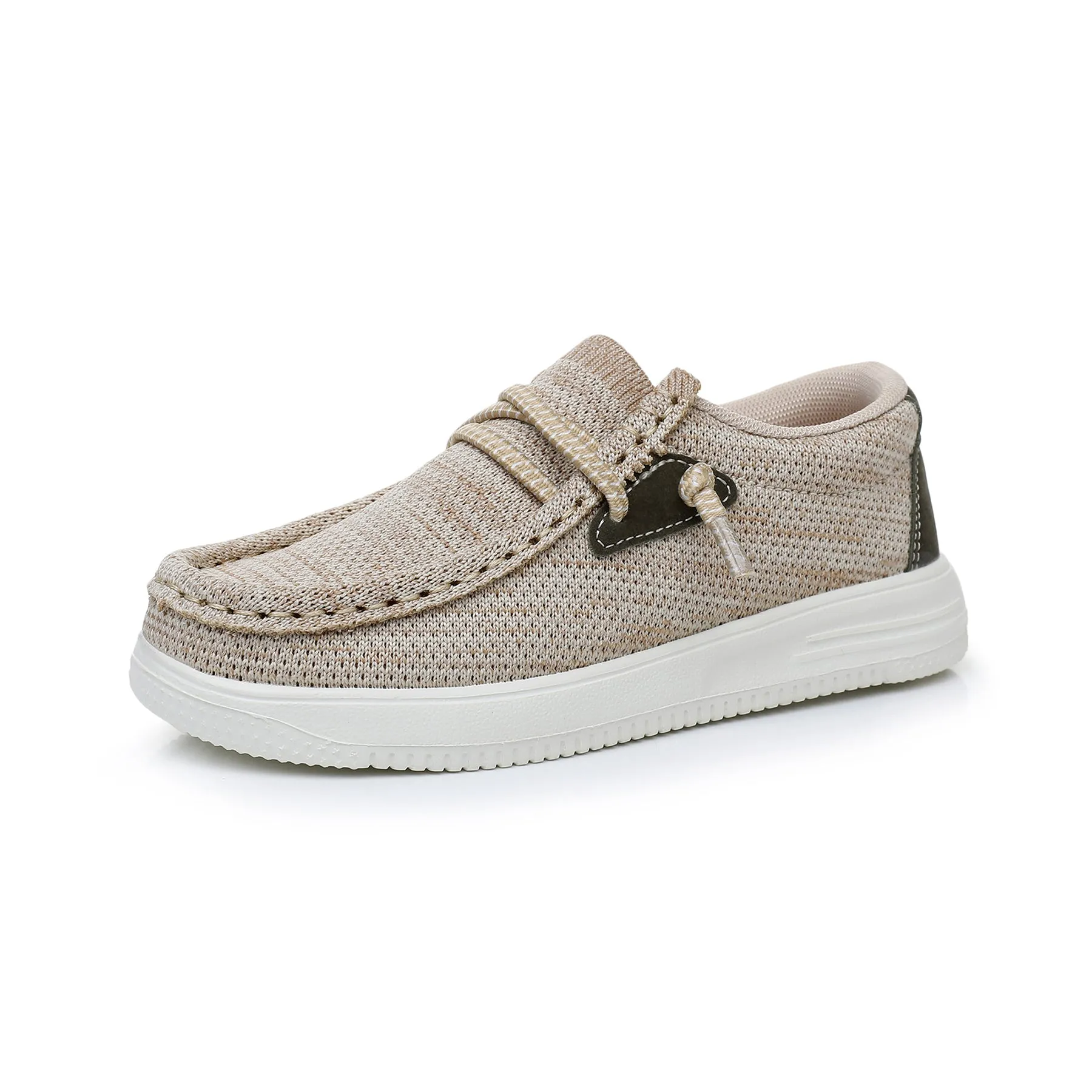Apakowa Kids Boys Girls Loafers Slip-On Casual Walking Shoes-XFQ127-LightBrown