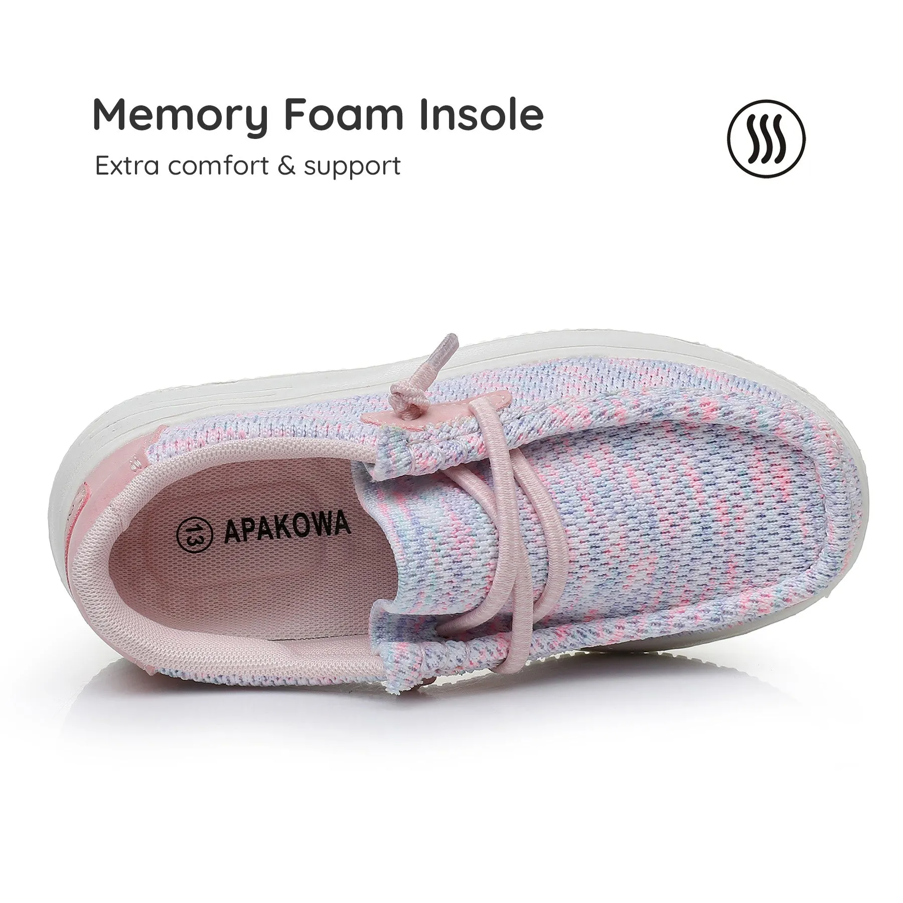 Apakowa Kids Boys Girls Loafers Slip-On Casual Walking Shoes-XFQ520-Rainbow