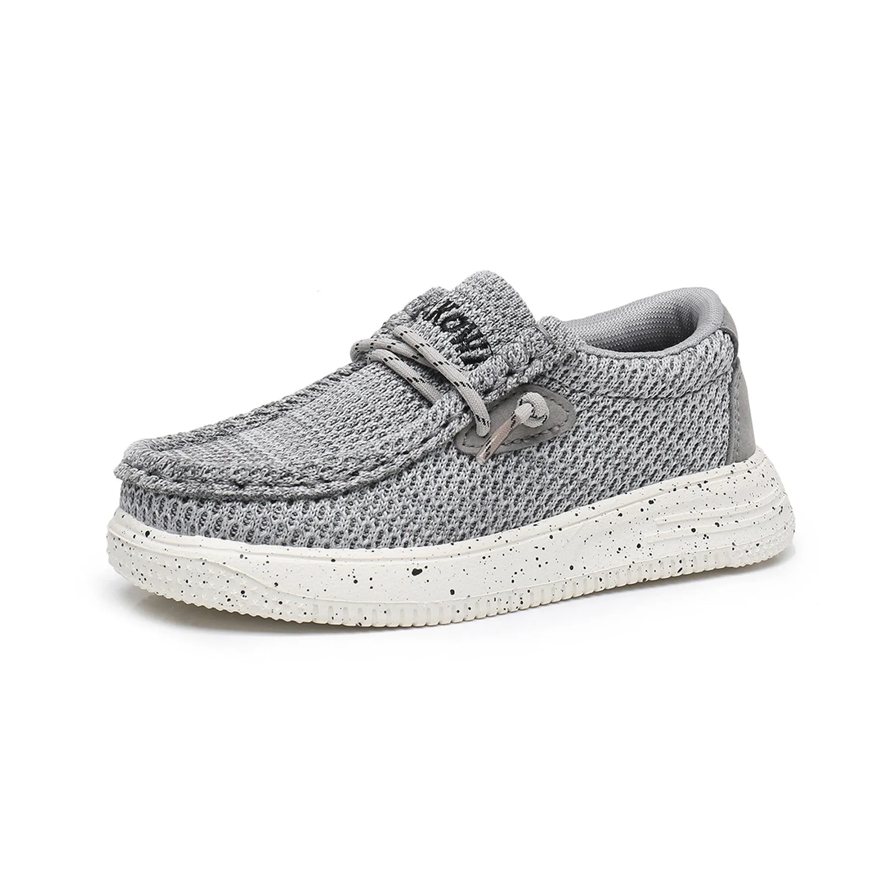 Apakowa Kids Boys Girls Loafers Slip-On Casual Walking Shoes-XFQ627-Grey