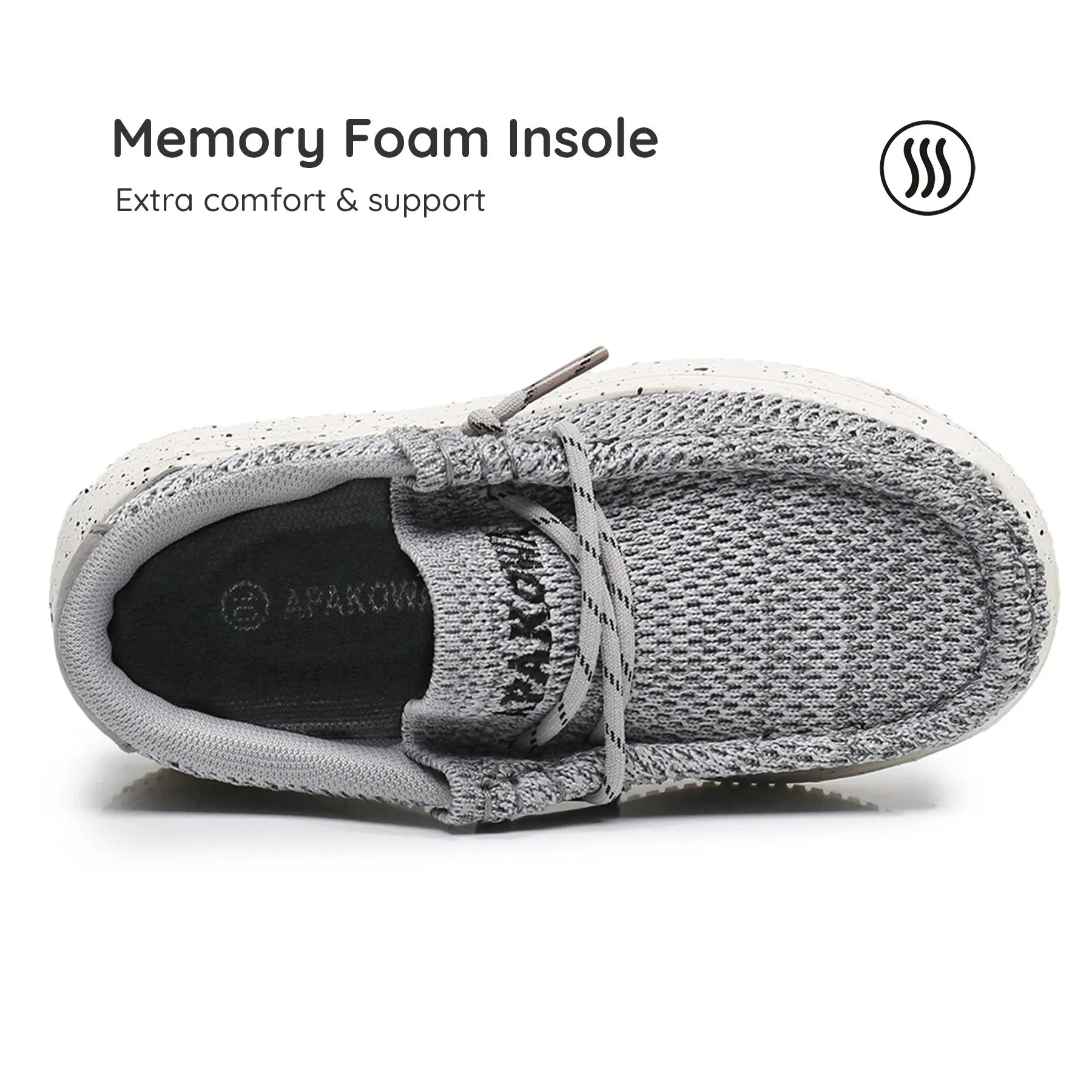 Apakowa Kids Boys Girls Loafers Slip-On Casual Walking Shoes-XFQ627-Grey
