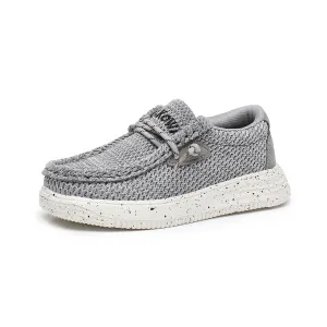 Apakowa Kids Boys Girls Loafers Slip-On Casual Walking Shoes-XFQ627-Grey