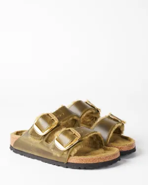 arizona leather/shearling sandal - green olive oiled leather/green olive shearling