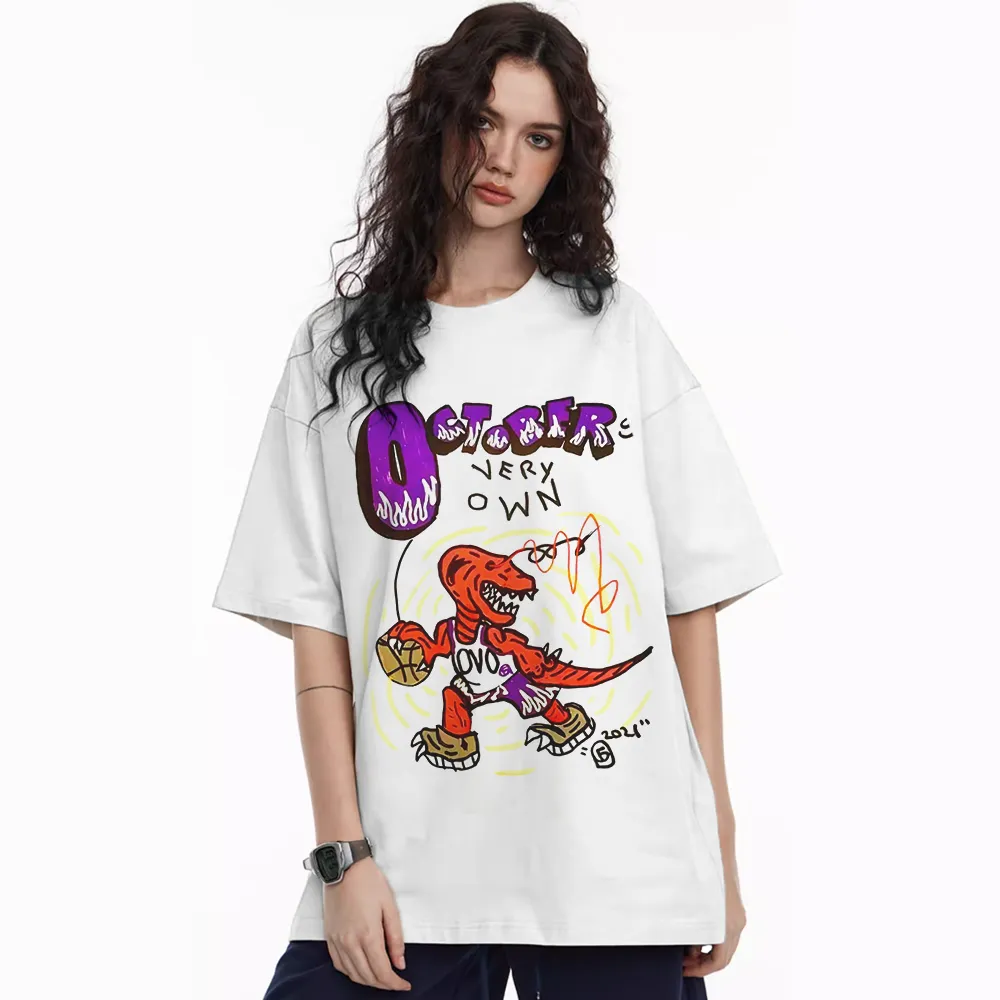 Basketball Team Dinosaur Round Neck T-shirt
