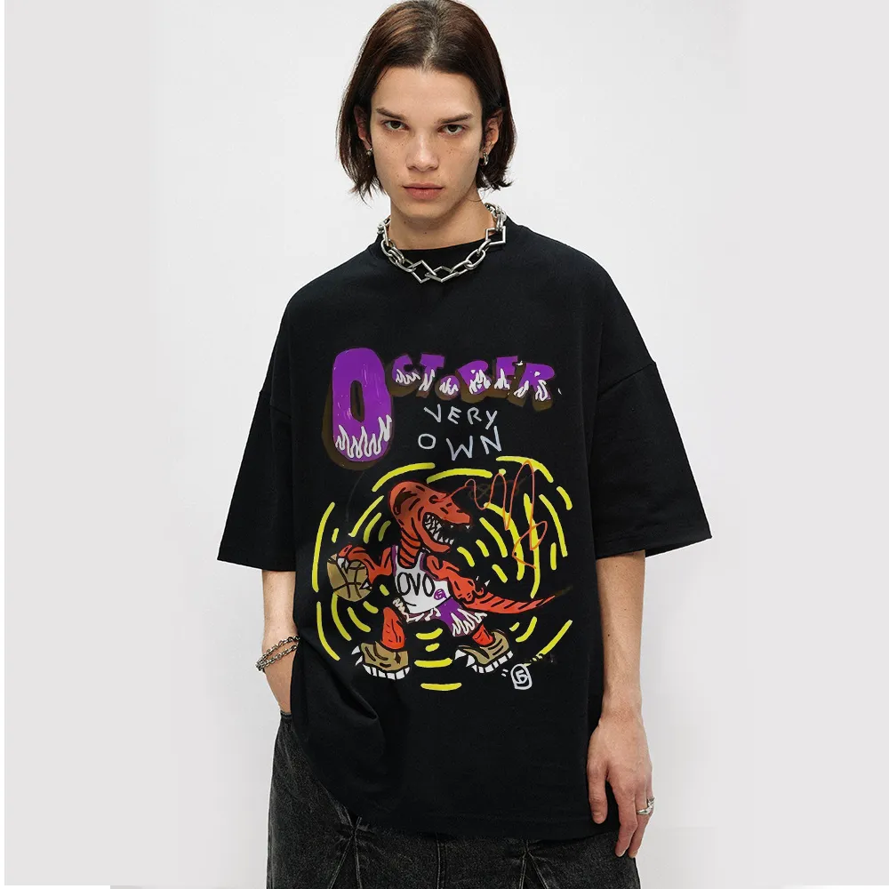 Basketball Team Dinosaur Round Neck T-shirt