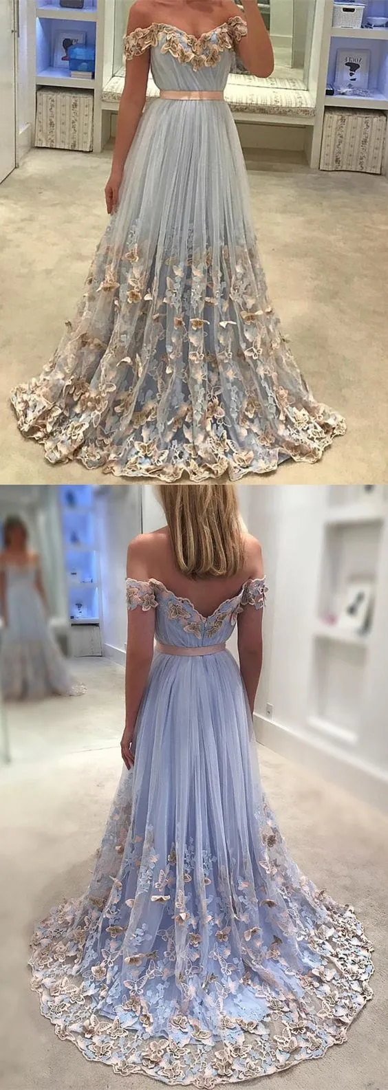 Beautiful Off the Shoulder Unique Formal Long Evening Prom Dresses, BG51628