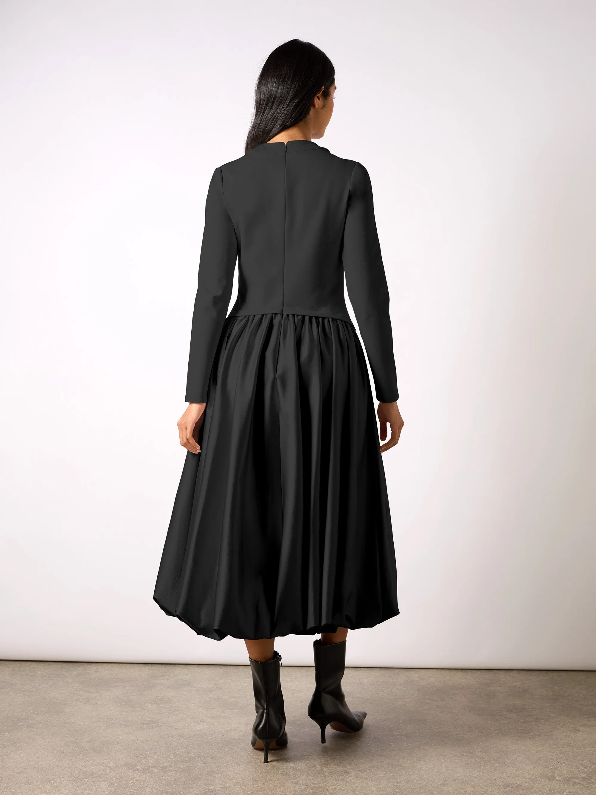 Black Puff Hem Dress