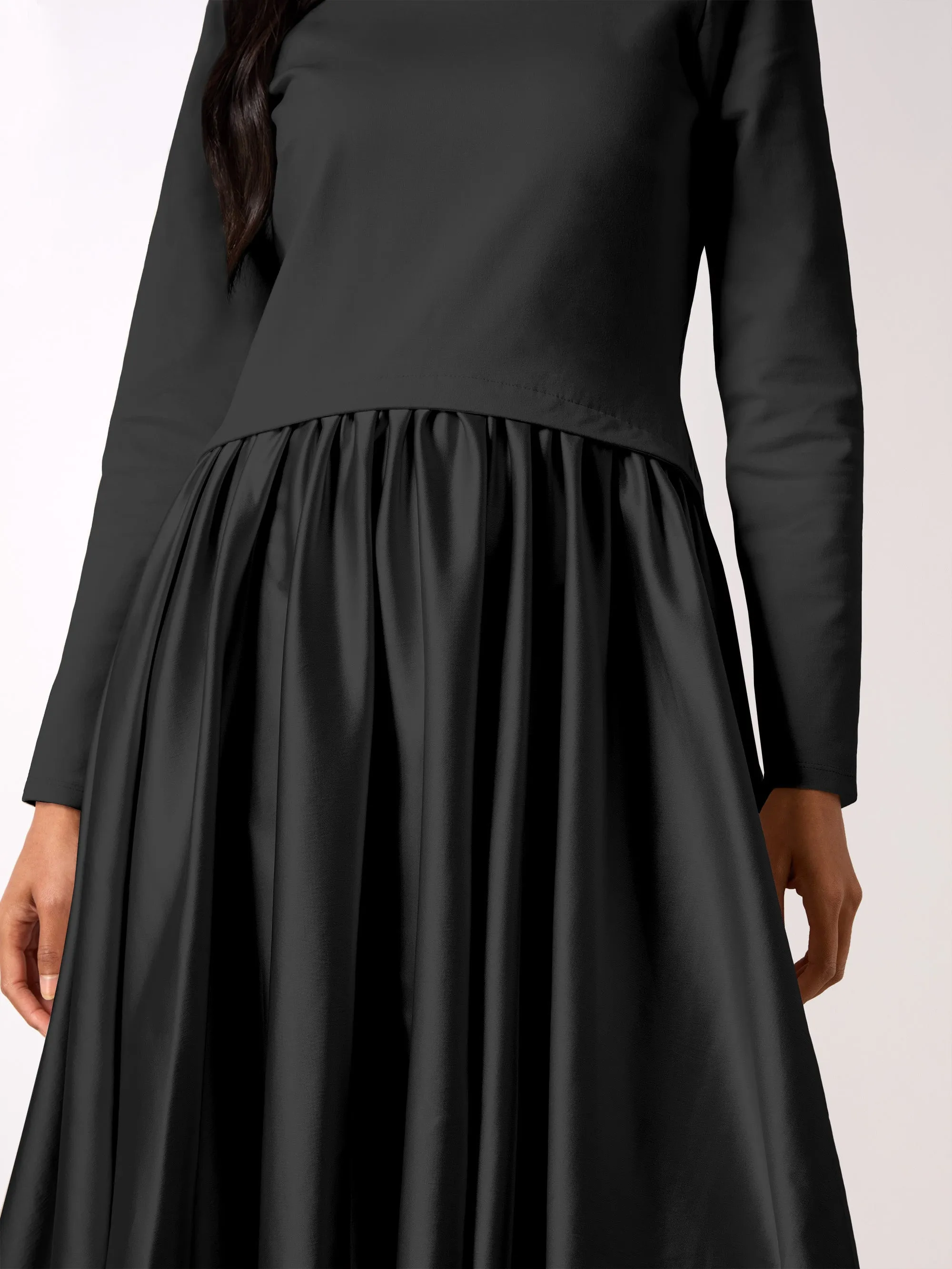 Black Puff Hem Dress