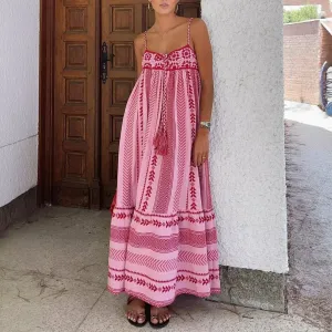 Bohemian Embroidered Floor-Length Dress