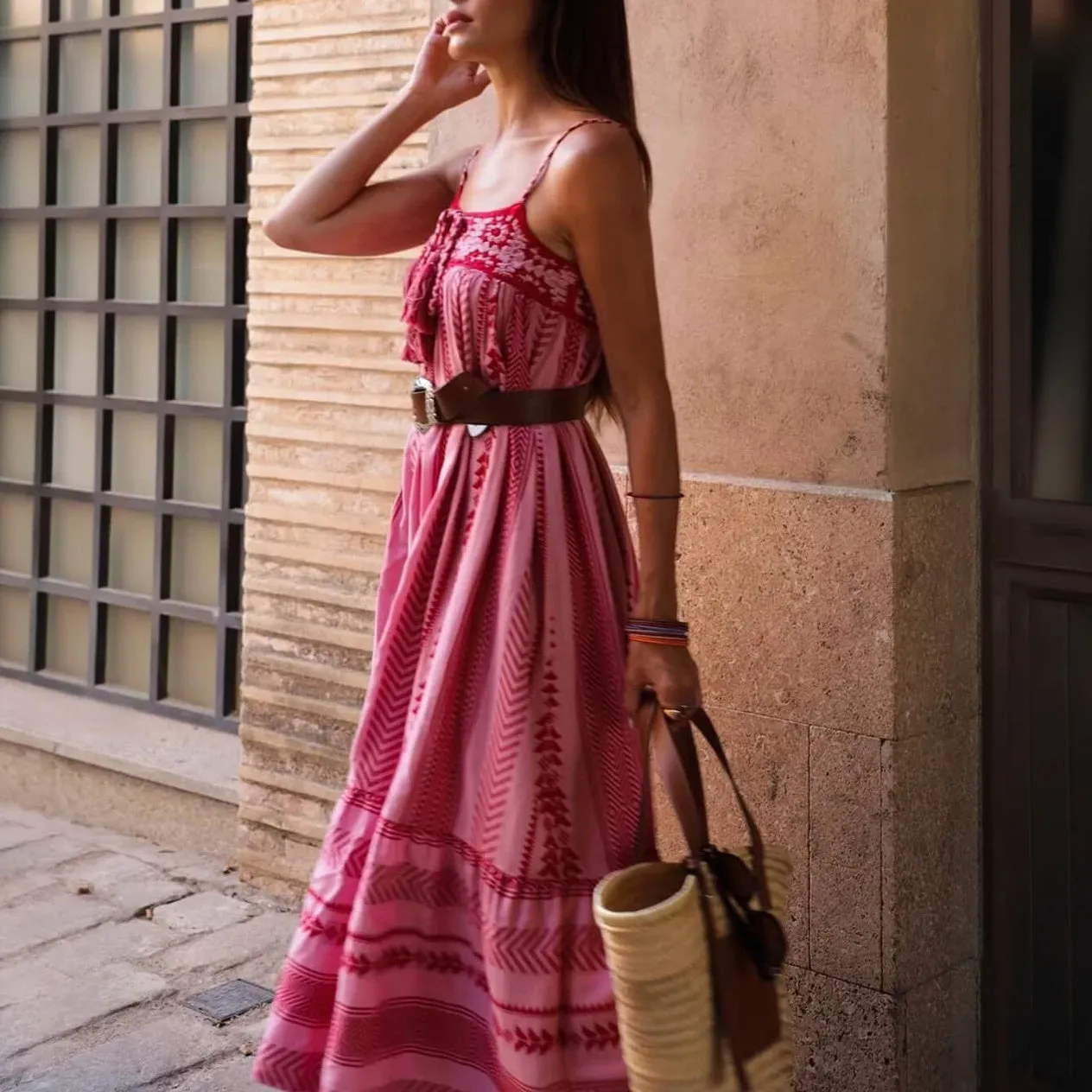 Bohemian Embroidered Floor-Length Dress