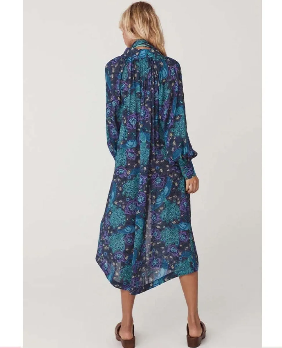 Bohème Button Midi Dress Baltic