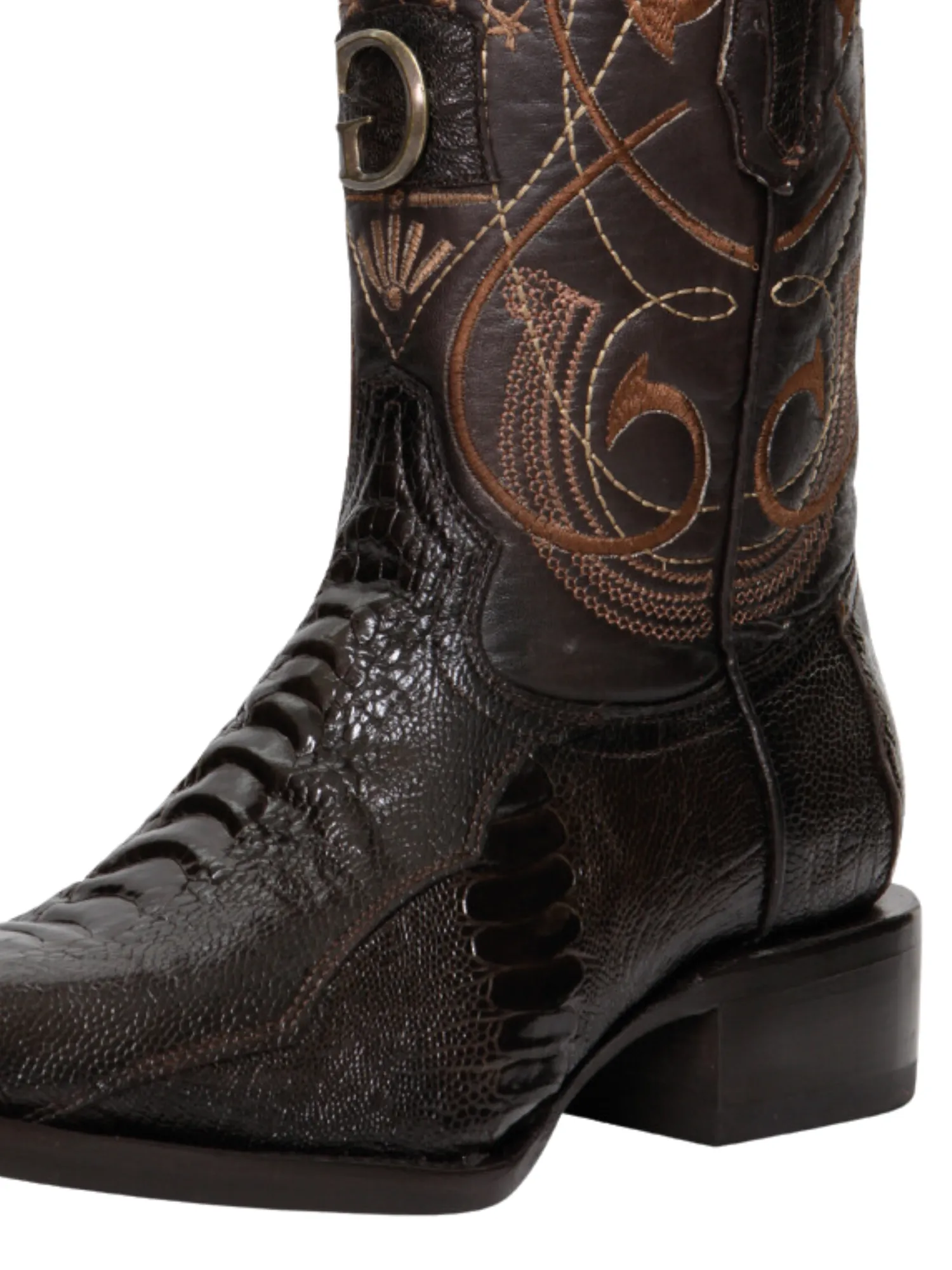 Botas Vaqueras Exoticas de Pata de Avestruz Original para Hombre 'El General' - ID: 45068