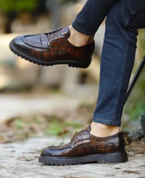 Brown Croc Pattern Chunky Laces