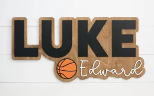 Bubble Basketball Wood Sign