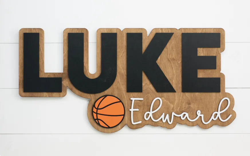 Bubble Basketball Wood Sign