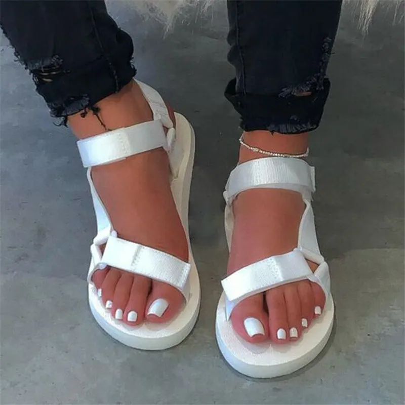 Casual Open-toe Sandals Non-slip Black Hook Loop Platform Sandals