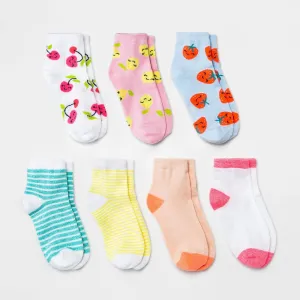 Cat & Jack Girls' Fruit 7pk Ankle Socks