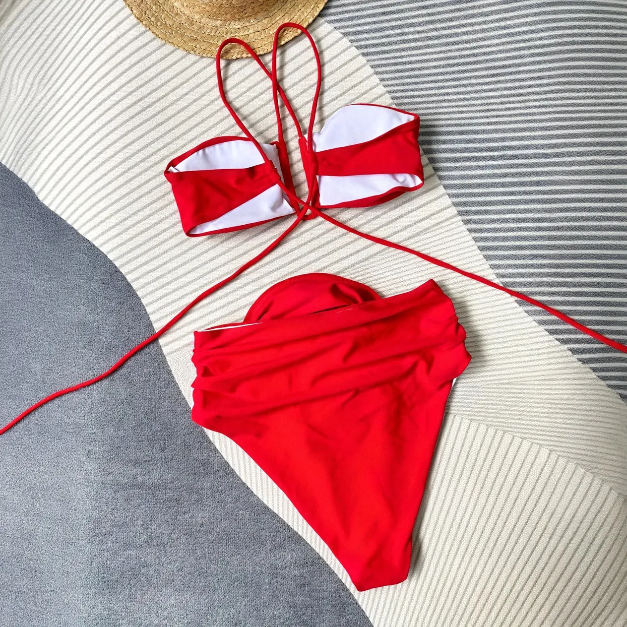 Chic Strappy Swimwear Set with Floral Detail
