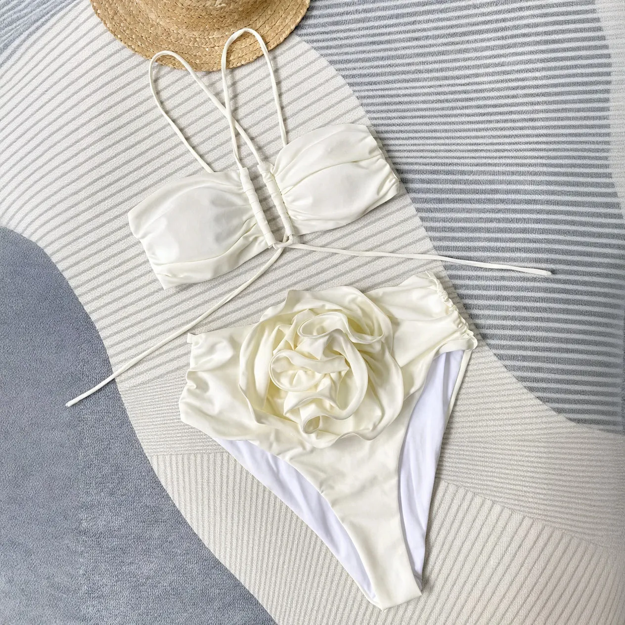 Chic Strappy Swimwear Set with Floral Detail