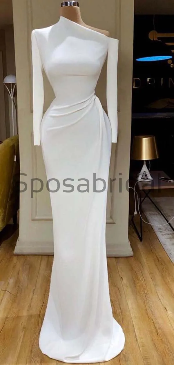 Custom Mermaid Simple Long Sleeves Elegant Unique Modest Prom Dresses PD1938
