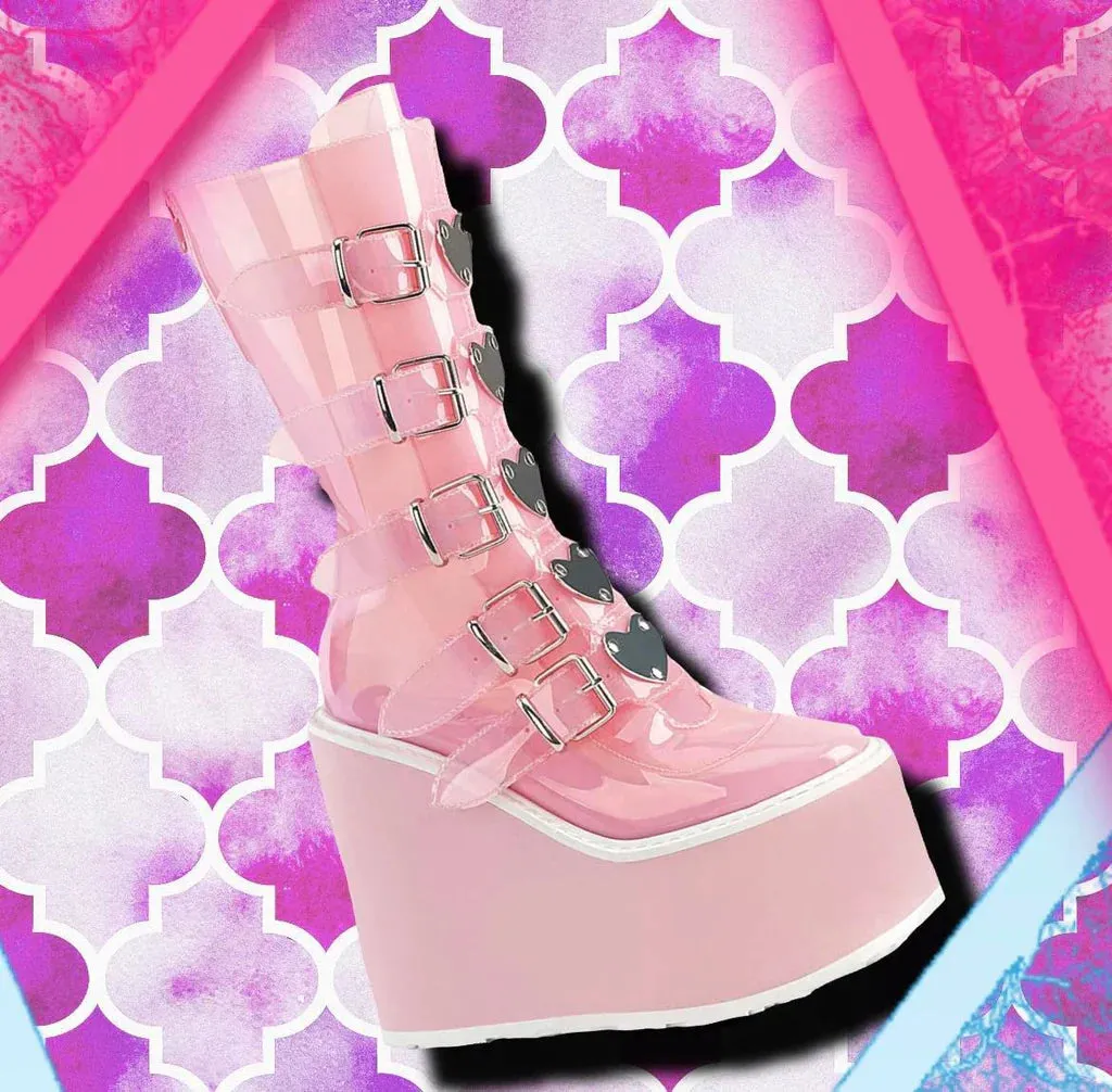 DemoniaCult SWING 230C Pink Transparent Boots