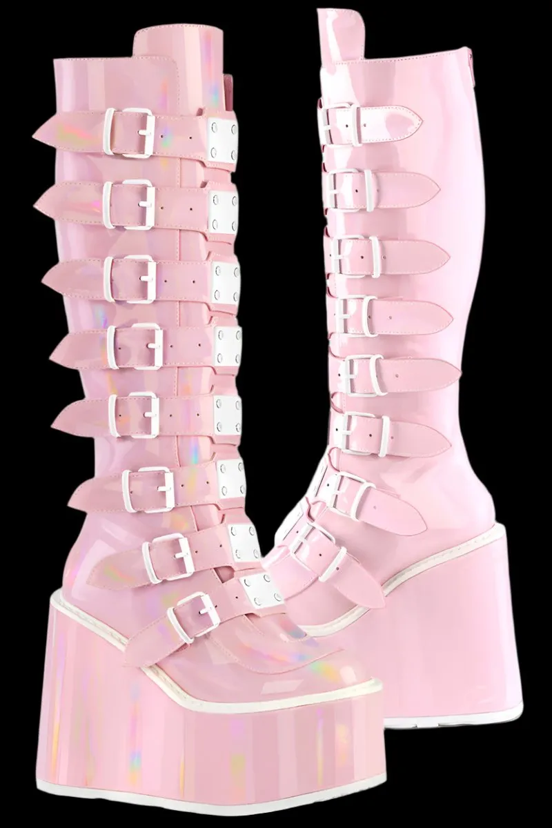 DemoniaCult SWING 815 Pink Holographic Boots