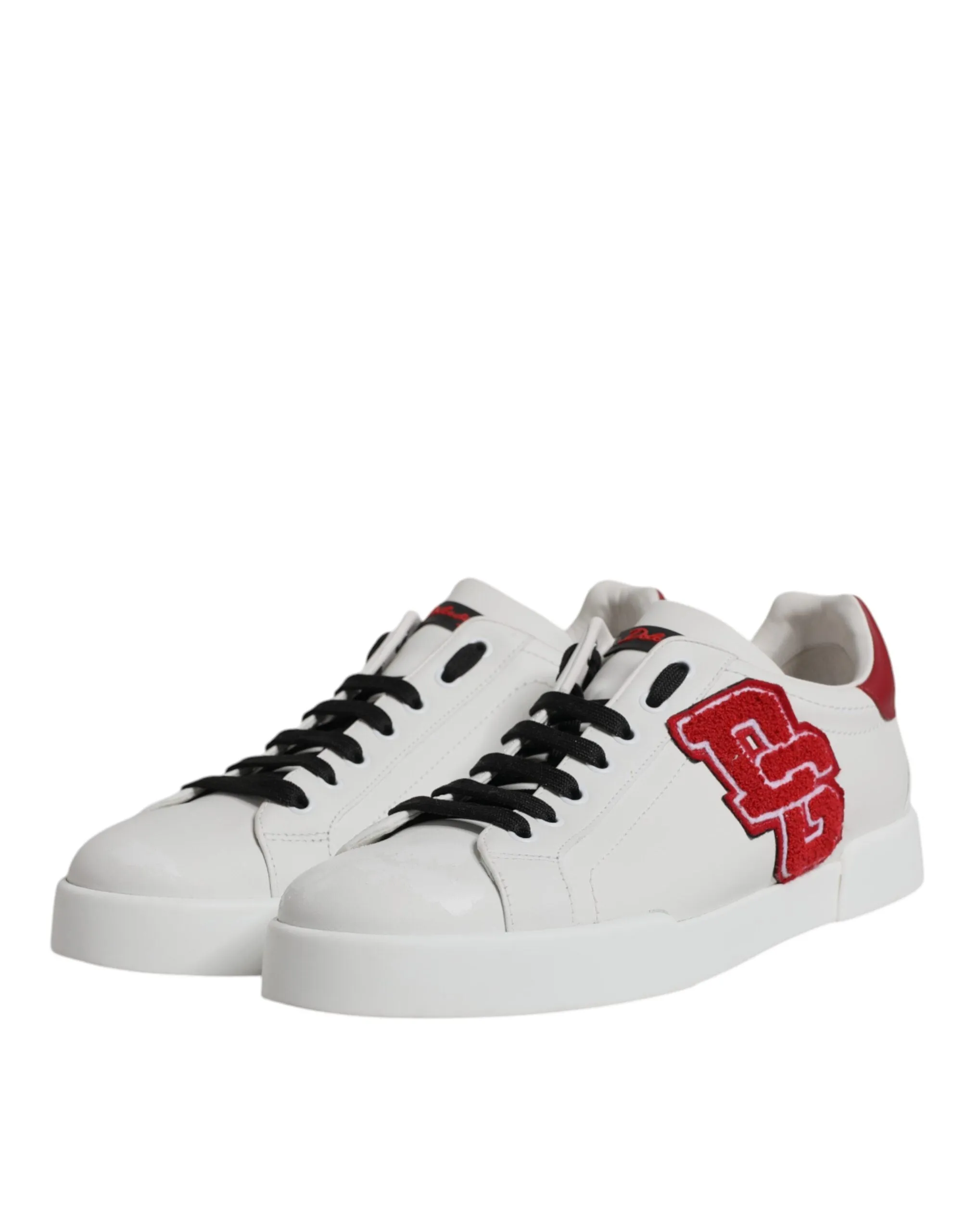 Dolce & Gabbana White Red DG Patch Low Top Sneakers Shoes
