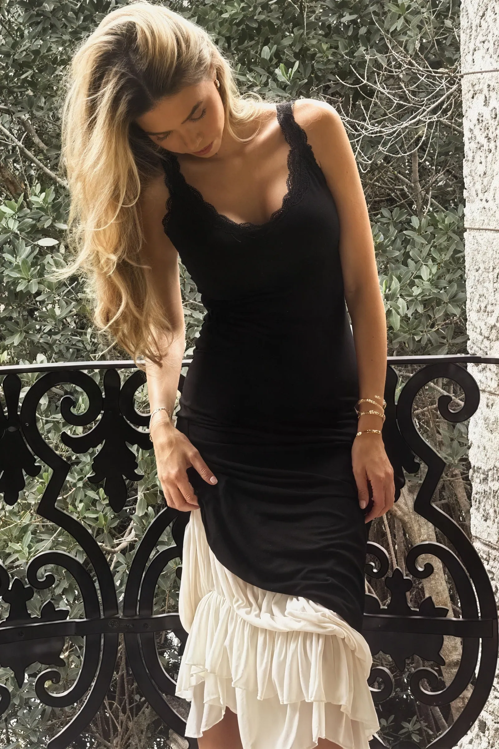 Elegant Maxi Dress with Layered Skirt
