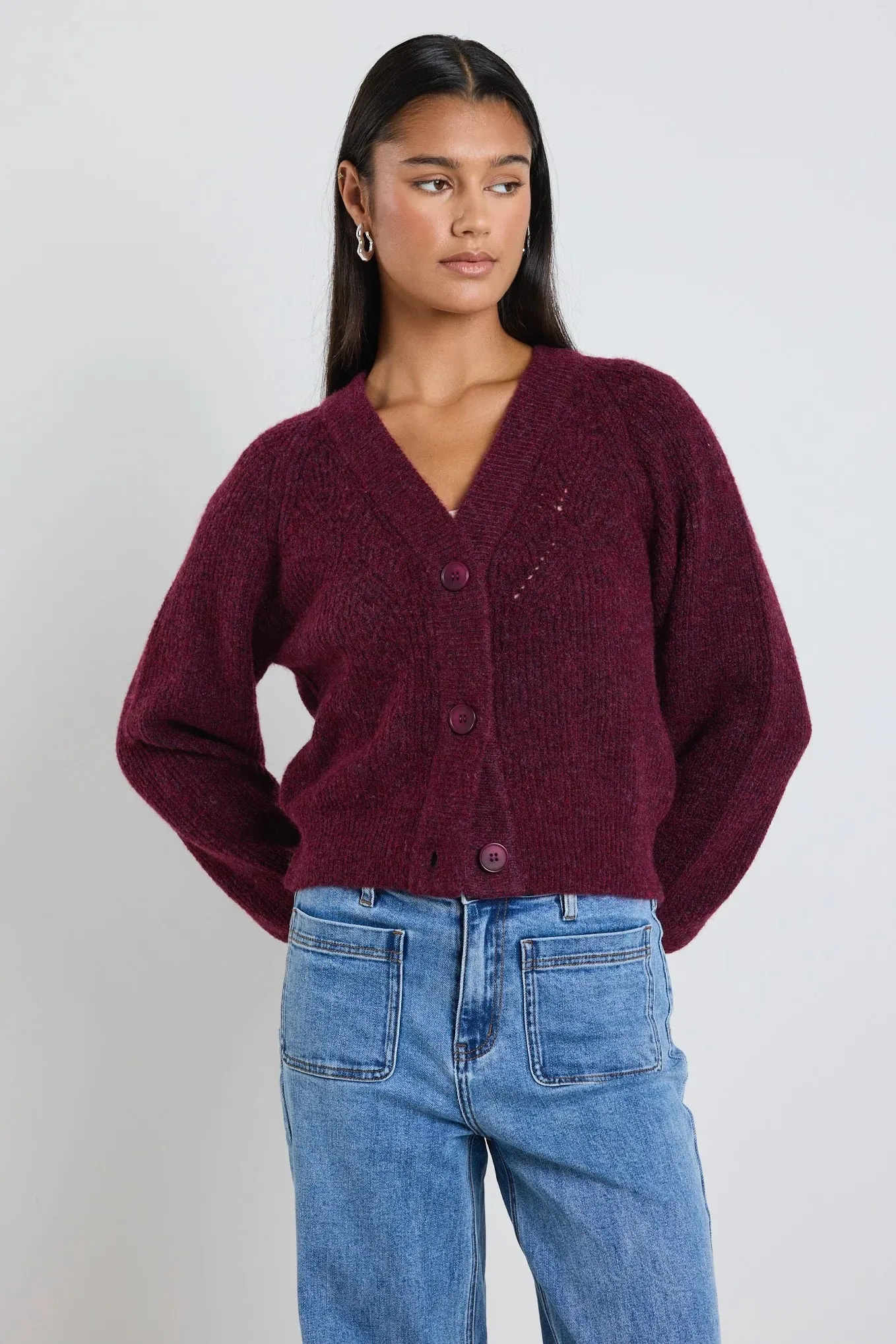 Essence Knit Cardigan Burgundy