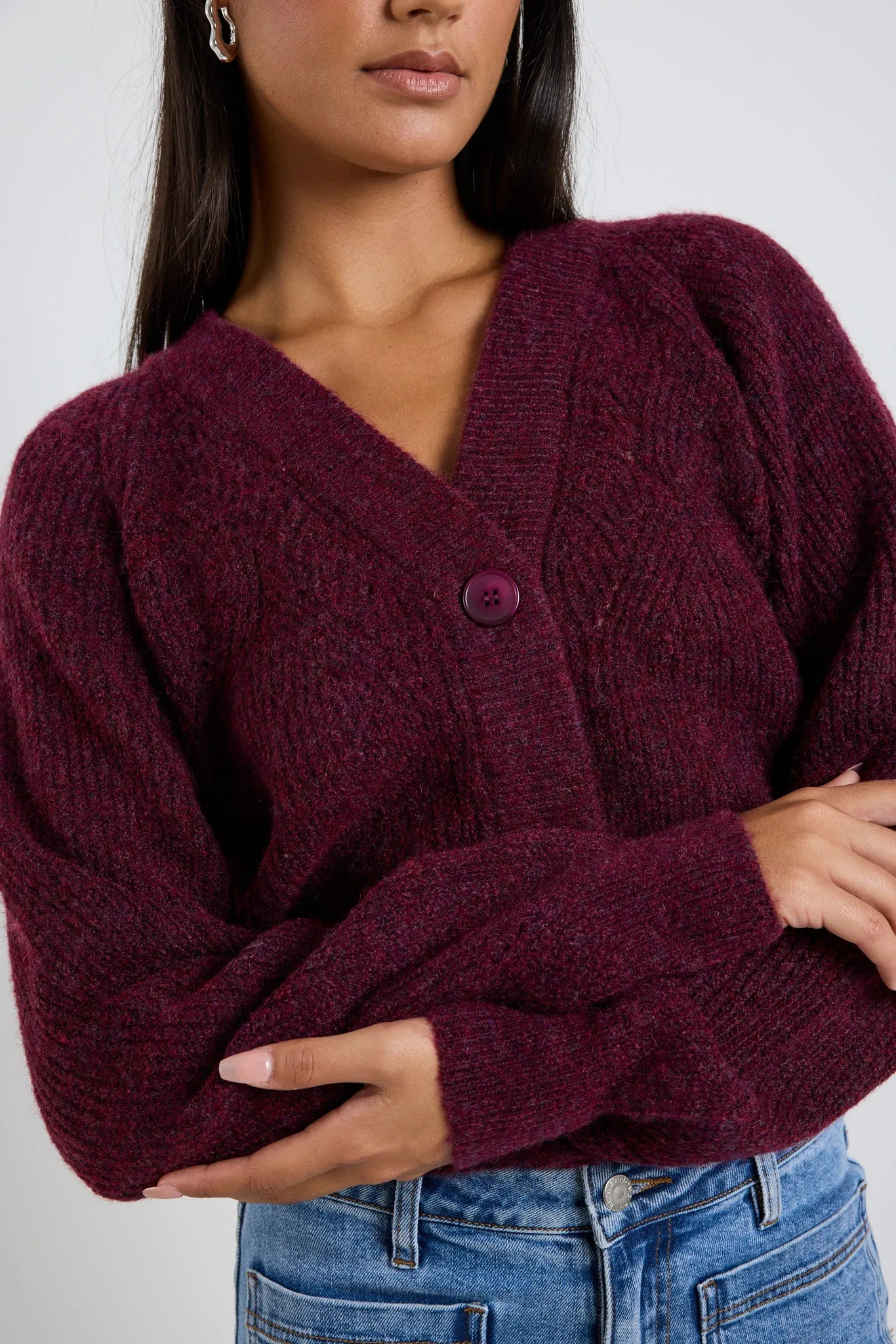 Essence Knit Cardigan Burgundy