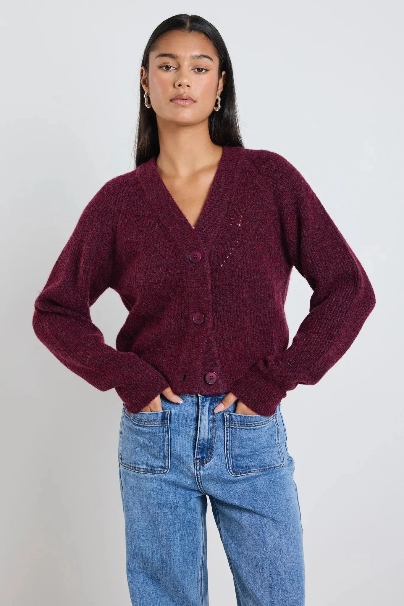 Essence Knit Cardigan Burgundy