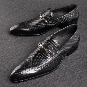 Fashion Business Casual Genuine Leather Shoes – Handmade Party Wedding Wear, Men Office Dress Shoe, Big Size, Black Loafers