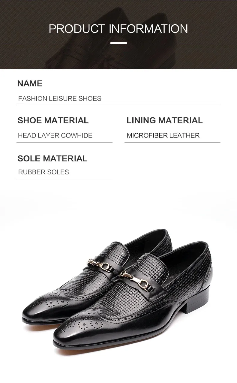 Fashion Business Casual Genuine Leather Shoes – Handmade Party Wedding Wear, Men Office Dress Shoe, Big Size, Black Loafers
