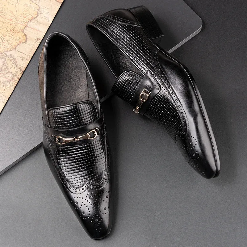 Fashion Business Casual Genuine Leather Shoes – Handmade Party Wedding Wear, Men Office Dress Shoe, Big Size, Black Loafers