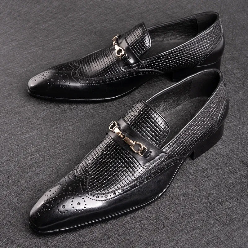 Fashion Business Casual Genuine Leather Shoes – Handmade Party Wedding Wear, Men Office Dress Shoe, Big Size, Black Loafers