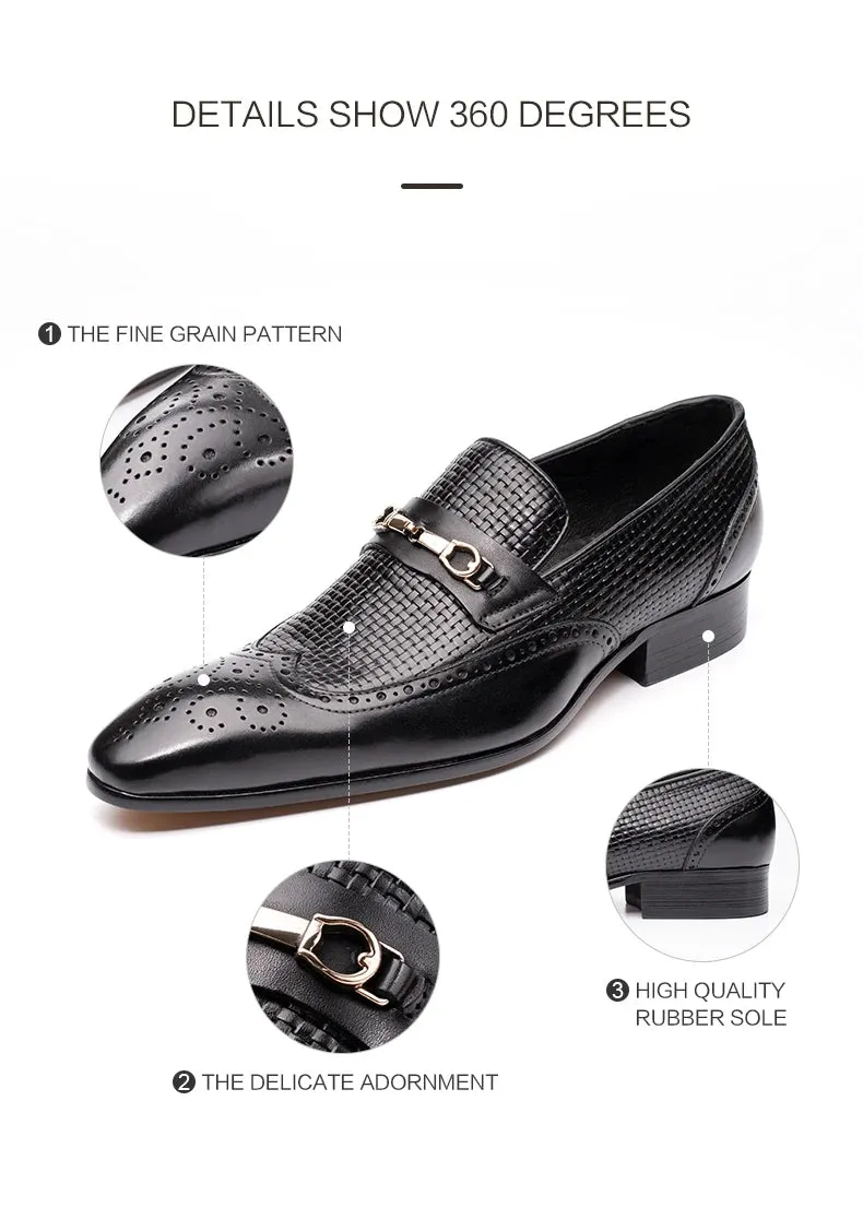 Fashion Business Casual Genuine Leather Shoes – Handmade Party Wedding Wear, Men Office Dress Shoe, Big Size, Black Loafers